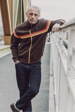 Lade das Bild in den Galerie-Viewer, TROJAN Retro Stripe Track top chocolate
