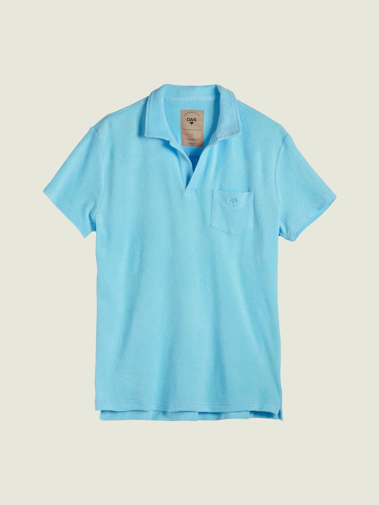 OAS TURQUOISE POLO-SHIRT FROTTEE