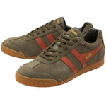 Lade das Bild in den Galerie-Viewer, MEN&#39;S HARRIER SUEDE TRAINERS, Khaki/Orange Spice
