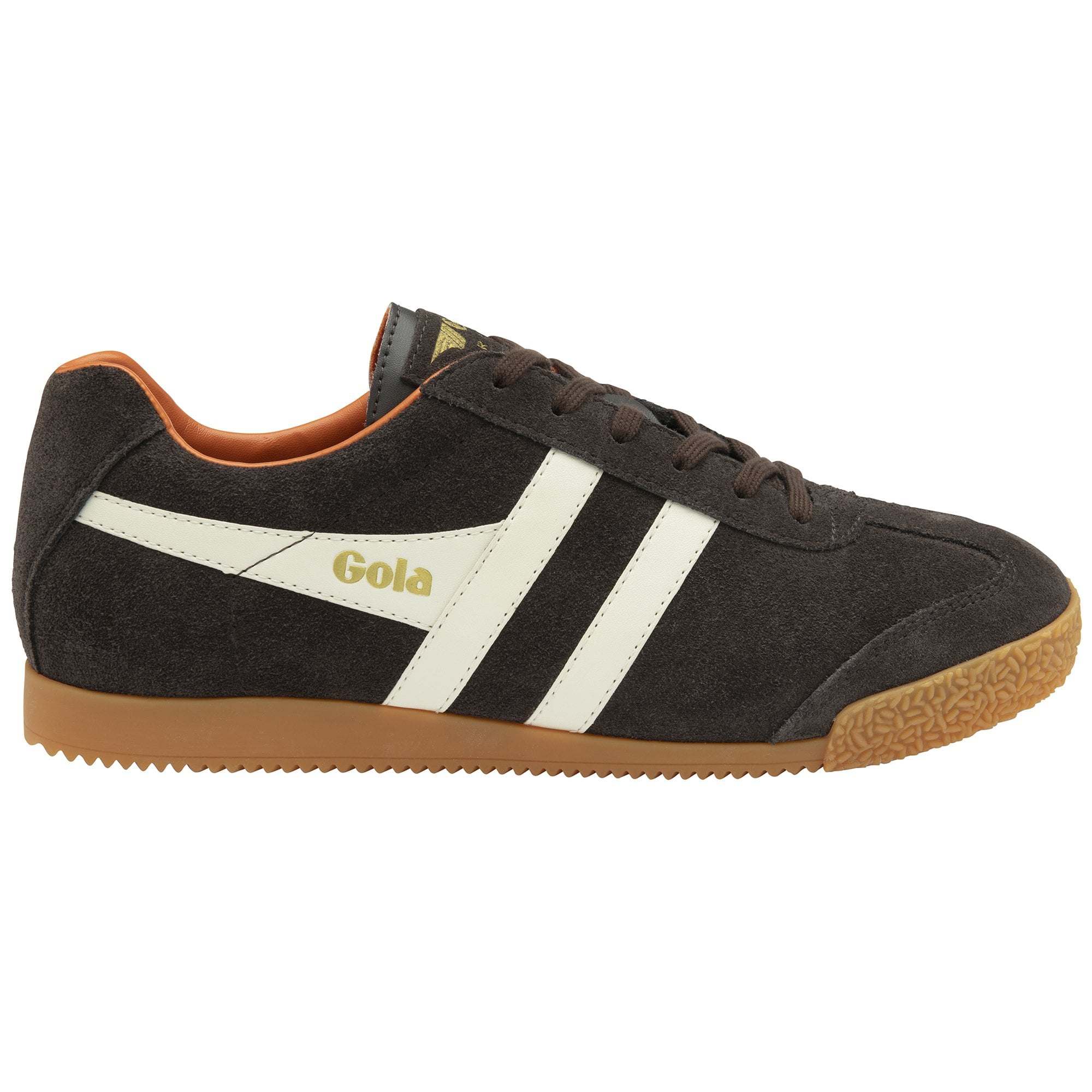 MEN'S HARRIER SUEDE TRAINERS, dk brown/ off white/ m.orange