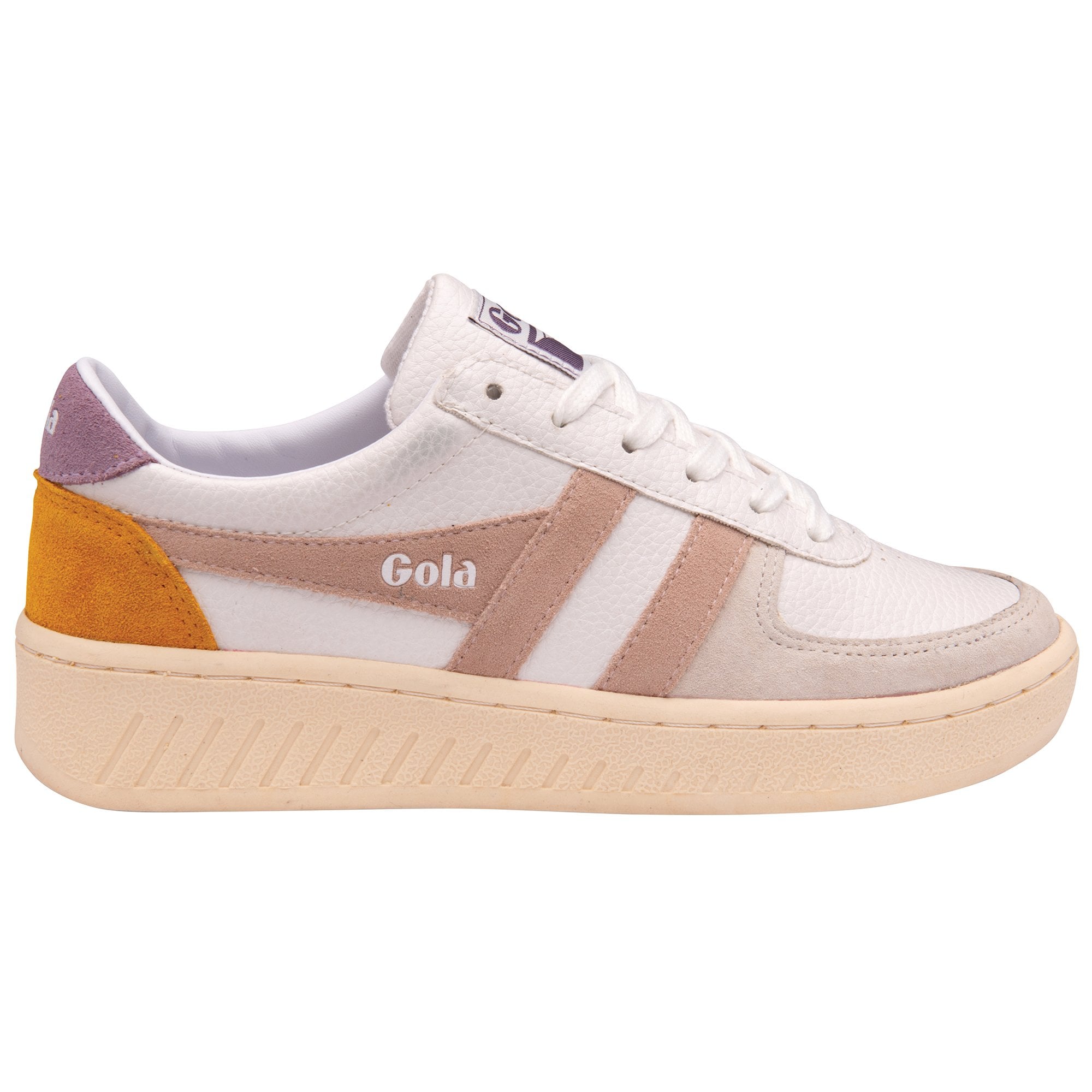 Women's Grand slam Leather Trainers, White/Blossom/Lily