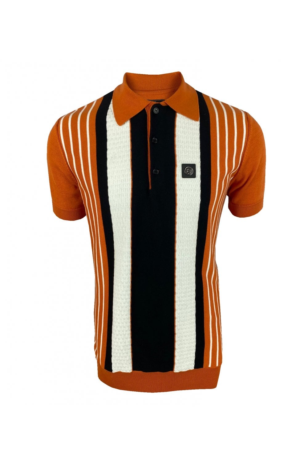 TROJAN Textured Stripe Fine Gauge Polo TR/8764, orange